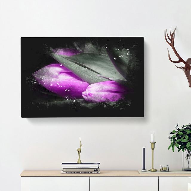 Bunch of Purple Tulips - Wrapped Canvas Painting Print East Urban Home Size: 35cm H x 50cm W x 3cm D on Productcaster.