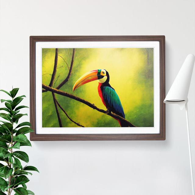 Attractive Toucan Bird - Picture Frame Painting Bay Isle Home Size: 34cm H x 46cm W x 2cm D, Frame Option: Walnut on Productcaster.