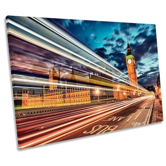 London Houses Of Parliament Traffic - Wrapped Canvas Print Ebern Designs Size: 40.6cm H x 61cm W on Productcaster.