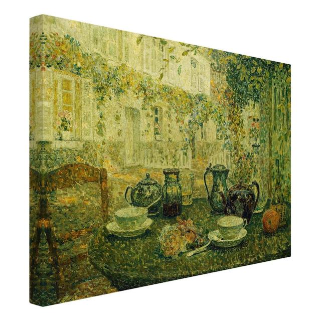 Coffee Set on a Stone Table by Henri Le Sidaner - Wrapped Canvas Graphic Art Rosalind Wheeler Size: 60cm H x 80cm W, Format: 330g/m² recycled canvas on Productcaster.