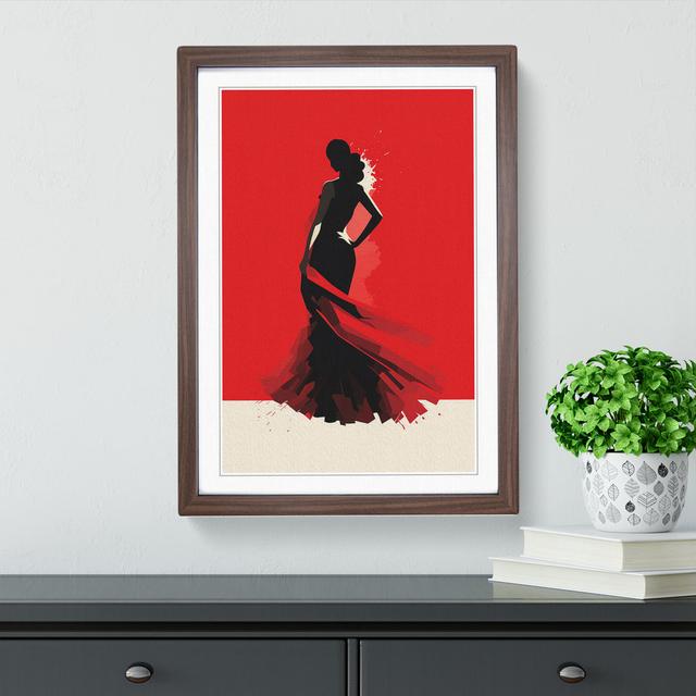 Flamenco Dancer Minimalism - Single Picture Frame Print on Wood Rosdorf Park Size: 46cm H x 34cm W x 2cm D, Frame Colour: Walnut on Productcaster.