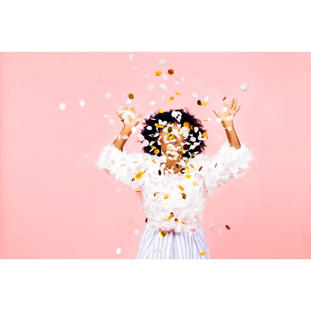 Woman Throwing Confetti - Wrapped Canvas Photograph 17 Stories Size: 30cm H x 46cm W x 3.8cm D on Productcaster.