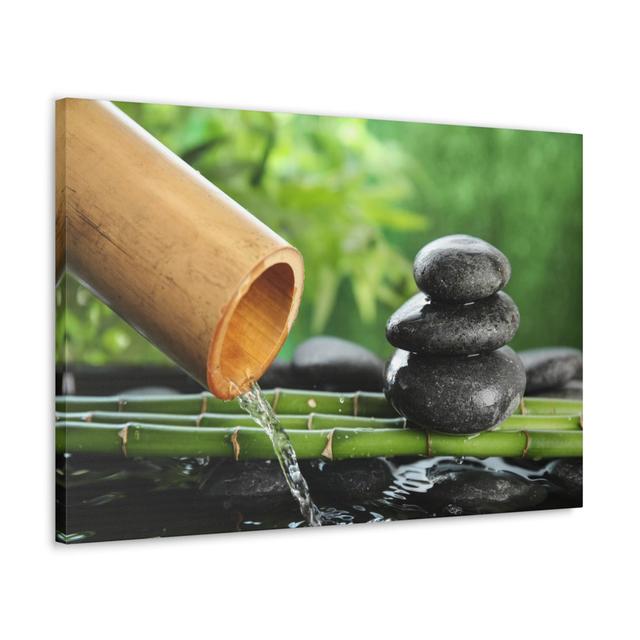 Traditional Bamboo Fountain Forest Floral Nature Photography Canvas Wall Art Highland Dunes on Productcaster.