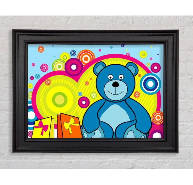 Teddy Bear Circles Baby Blue Framed Print Zoomie Kids Size: 42cm H x 59.7cm W on Productcaster.