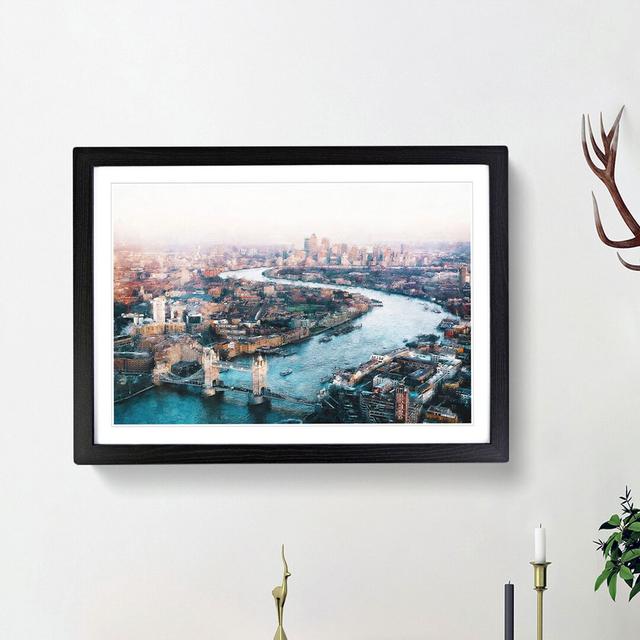 River Thames and London Skyline - Picture Frame Painting Print East Urban Home Size: 62cm H x 87cm W x 2cm D, Frame Option: Black Framed on Productcaster.