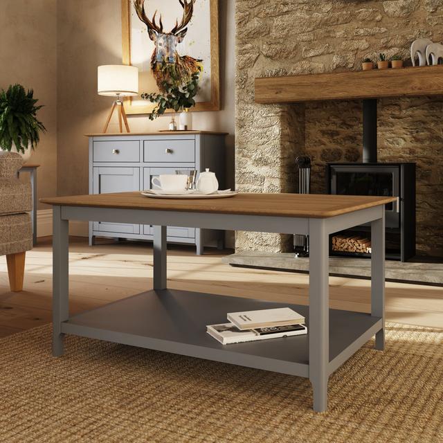 Taberno Solid Wood 4 Legs Coffee Table with Storage ClassicLiving Table Base Colour: Grey on Productcaster.