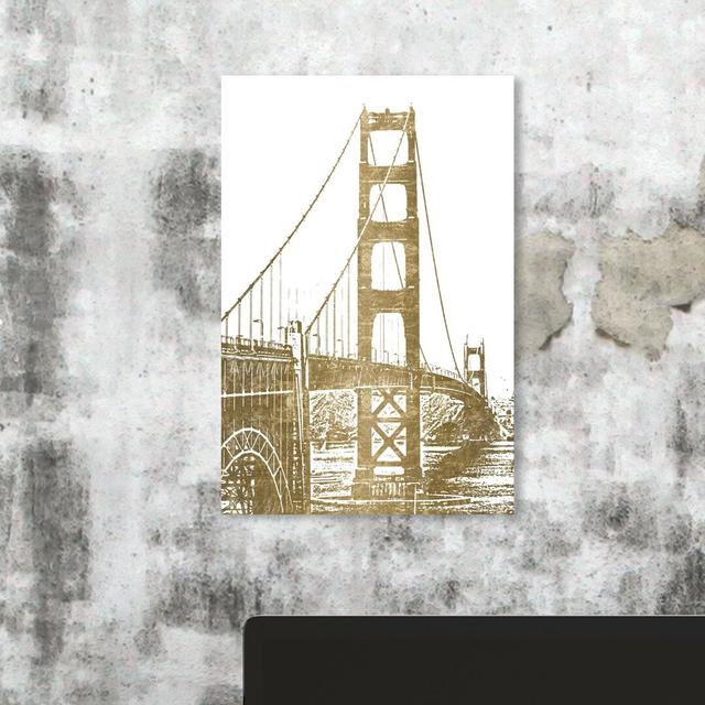 'Golden Gate Architectural Reversed Gold' Graphic Art on Wrapped Canvas East Urban Home Size: 38 cm H x 25 cm W on Productcaster.