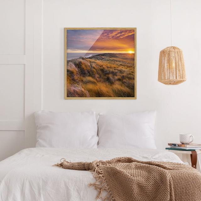 Picture With Frame - Sunrise On The Beach On Sylt - Square 1:1 Highland Dunes Frame Option: Brown Framed, Size: 50cm H x 50cm W x 2cm D on Productcaster.