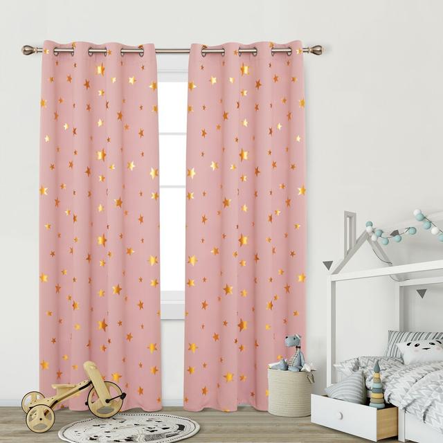 Marcela Eyelet Room Darkening Thermal Curtain (Set of 2) Isabelle & Max Colour: Coral Pink, Panel Size: Width 117 x Drop 229 cm on Productcaster.