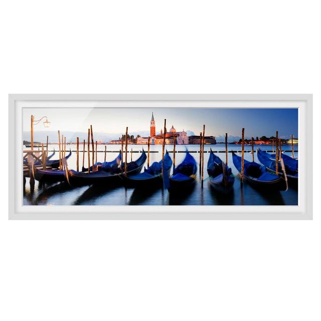 Venice Gondolas - Picture Frame Graphic Art Breakwater Bay Frame Option: White Framed, Size: 30cm H x 75cm W x 2cm D on Productcaster.