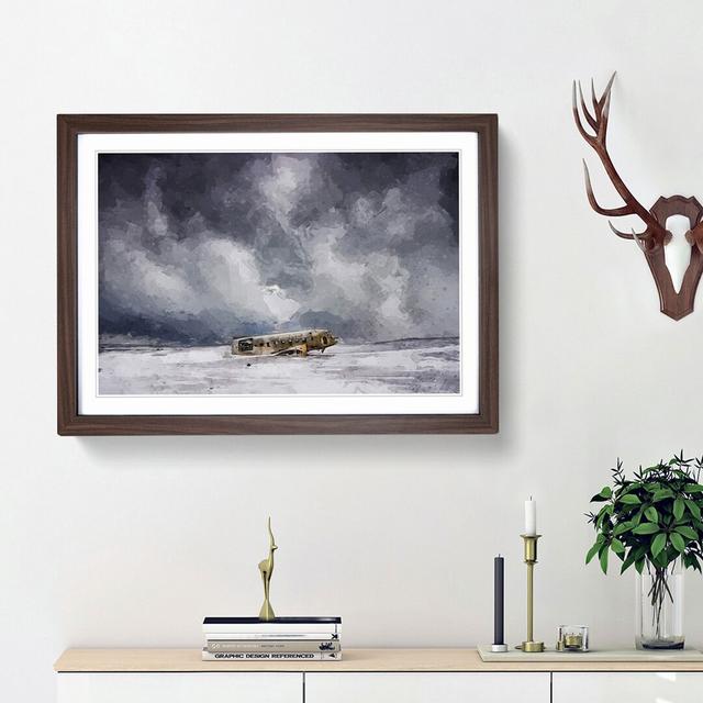 Solheimasandur Plane Wreck in Abstract - Picture Frame Graphic Art Print East Urban Home Size: 62cm H x 87cm W x 2cm D, Frame Option: Walnut Framed on Productcaster.