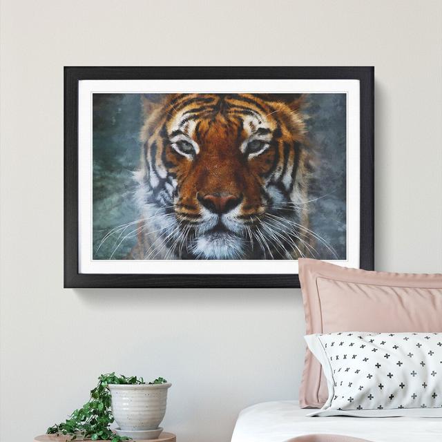 Tiger In The Blue - Single Picture Frame Painting on MDF East Urban Home Size: 24cm H x 33cm W x 2cm D, Format: Black on Productcaster.