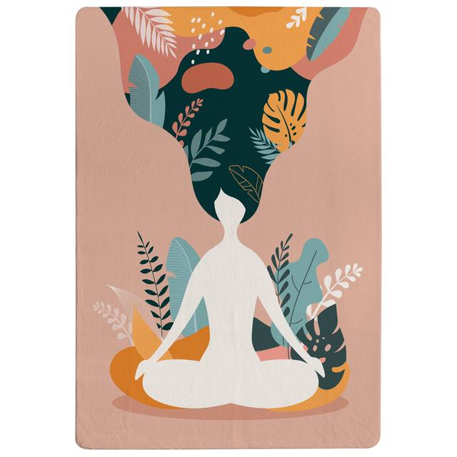 Jahlyn Mindfulness, Meditation and Yoga Shaggy White/Pink/Black Rug East Urban Home Rug Size: Rectangle 160cm x 230cm on Productcaster.