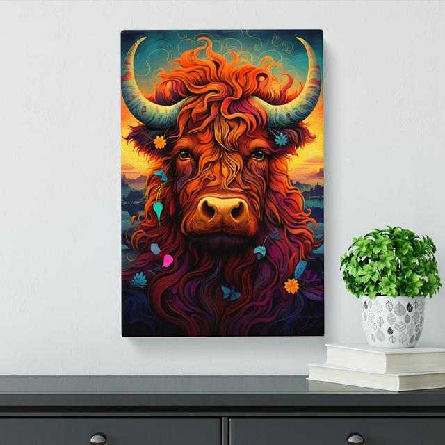 Highland Cow Neo-Plasticism - No Frame Print Alpen Home Size: 60cm H x 40cm W x 3cm D on Productcaster.