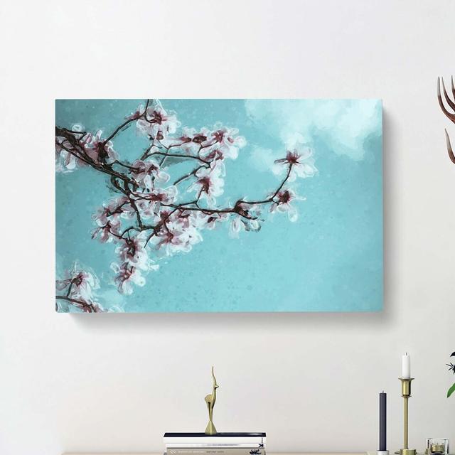 Pale Pink Cherry Blossom Tree in Abstract - Wrapped Canvas Painting Print East Urban Home Size: 35cm H x 50cm W x 3cm D on Productcaster.