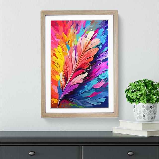 Feather Pop - Single Picture Frame Print on Wood Latitude Vive Frame Colour: Oak, Size: 46cm H x 34cm W x 2cm D on Productcaster.