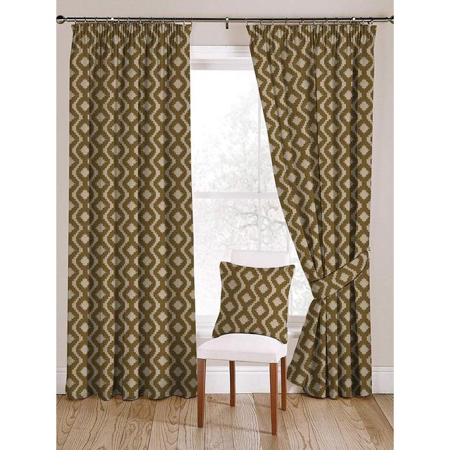 Zilla Arizona Cotton Pencil Pleat Blackout Thermal Curtains (Set of 2) Natur Pur Panel Size: Width 167 x Drop 228cm, Colour: Yellow on Productcaster.