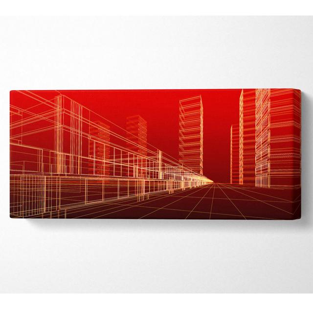 Rote futuristische Stadt - Kunstdrucke auf Leinwand Ebern Designs Größe: 50,8 cm H x 121,9 cm B x 10 cm T on Productcaster.