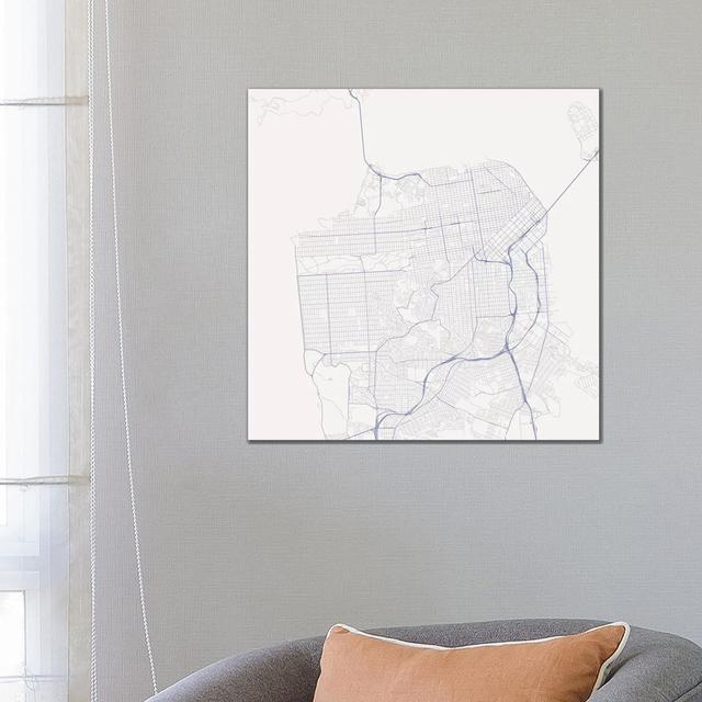 San Francisco Urban Roadway Map (Blue) by Urbanmap - Gallery-Wrapped Canvas Giclée on Canvas Williston Forge Size: 66.04cm H x 66.04cm W x 3.81cm D, F on Productcaster.