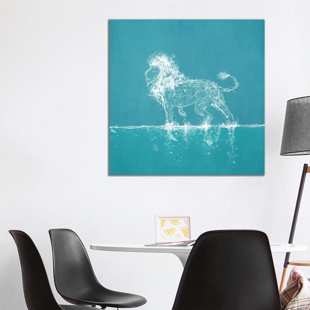 Water Lion by Paula Belle Flores - Wrapped Canvas Print ClassicLiving Size: 93.98cm H x 93.98cm W x 1.905cm D on Productcaster.