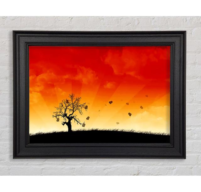 Sun Blaze Tree - Print Rosalind Wheeler Size: 84.1cm H x 142.2cm W x 8cm D, Format: Galway Gold Black Framed Paper on Productcaster.