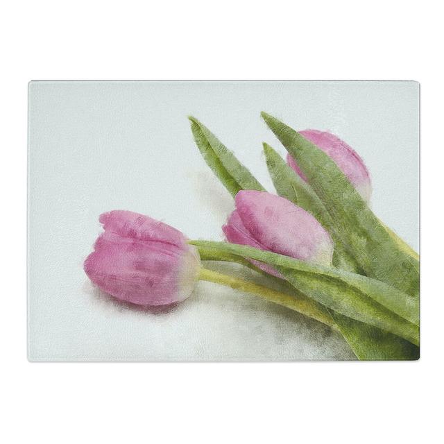 Tempered Glass Lilac Tulip Flowers Chopping Board East Urban Home Size: 20 cm x 28.5 cm on Productcaster.