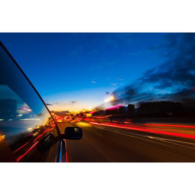 Night Drive by Car by Vitaliypozdeyev - Wrapped Canvas Photograph Latitude Run Size: 51cm H x 76cm W on Productcaster.