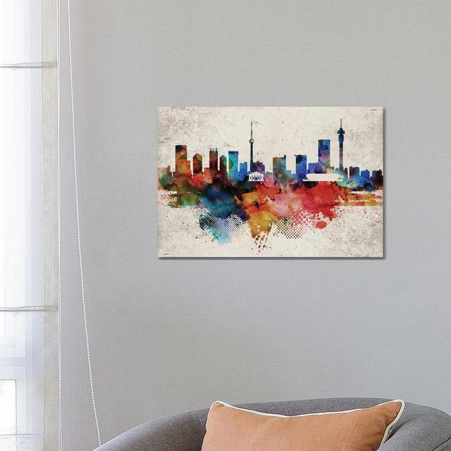 Johannesburg Abstract Skyline by WallDecorAddict - Wrapped Canvas Print Brayden Studio Size: 45.72cm H x 66.04cm W x 3.81cm D on Productcaster.