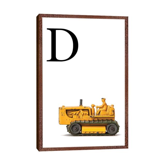 D Bulldozer Yellow White Letter - Print on Canvas Williston Forge Size: 66.04cm H x 45.72cm W x 3.81cm D, Format: Classic Brown Wood Framed on Productcaster.