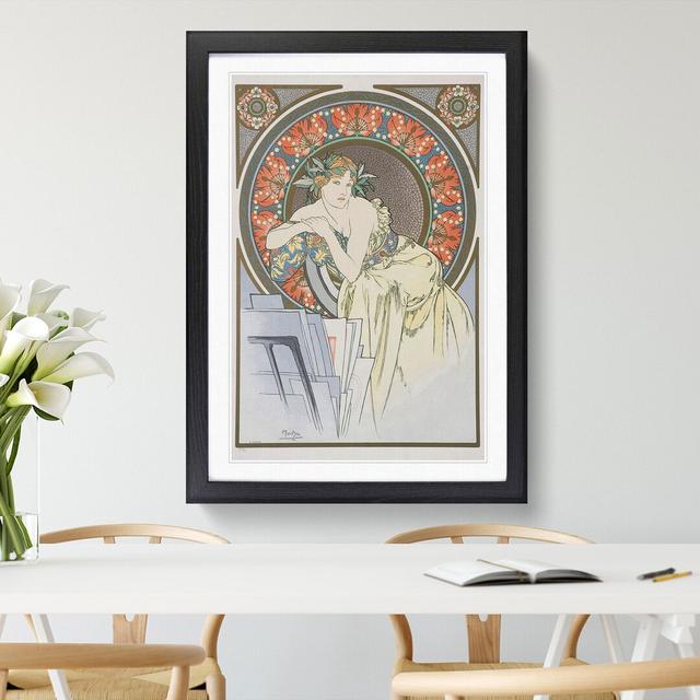 Woman with Poppies by Alphonse Mucha - Picture Frame Painting East Urban Home Frame Option: Black Framed, Size: 36cm H x 27cm W x 2cm D on Productcaster.