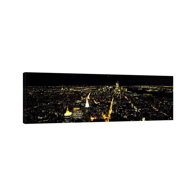 Aerial View of a City, New York City, New York State, USA #2 - Wrapped Canvas Panoramic Graphic Art Ebern Designs Size: 30.48cm H x 91.44cm W x 3.81cm on Productcaster.