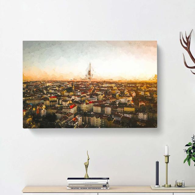 Skyline Of Prague In Abstract - Wrapped Canvas Print East Urban Home Size: 50cm H x 76cm W x 3cm D on Productcaster.