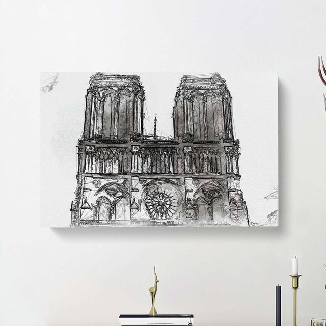 Notre Dame In Paris France In Abstract - Wrapped Canvas Print East Urban Home Size: 76cm H x 50cm W x 3cm D on Productcaster.