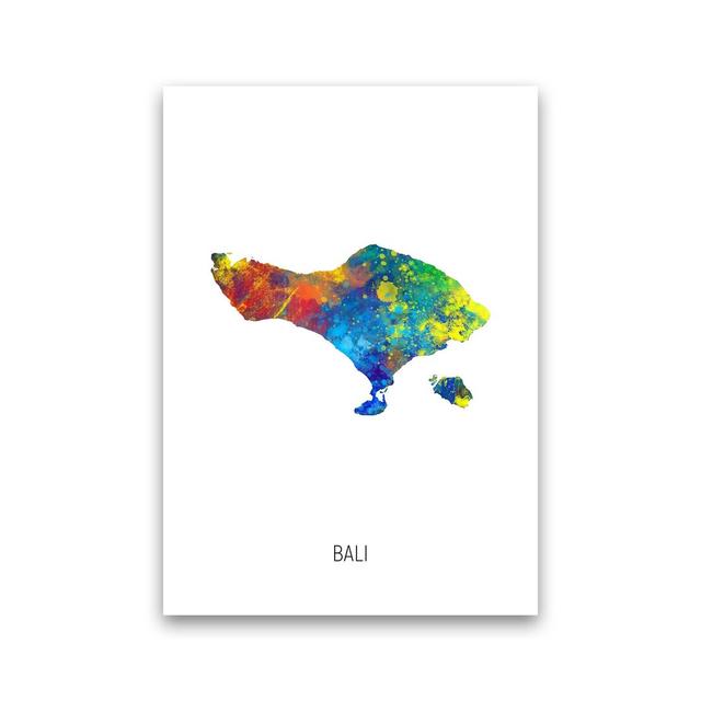 Bali Watercolour Map by Michael Tompsett - Print Latitude Run Format: Unframed, Size: 42cm H x 30cm W x 1cm D on Productcaster.