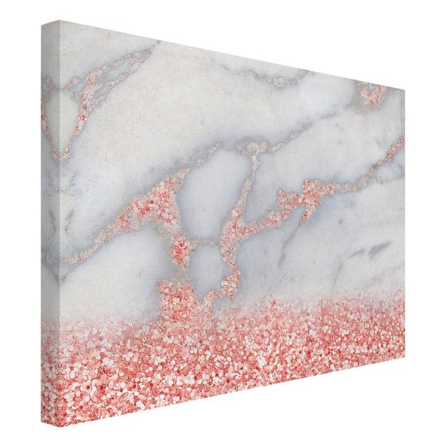 Marble Look with Pink Confetti by Uta Naumann - Wrapped Canvas Graphic Art Canora Grey Size: 60cm H x 80cm W on Productcaster.