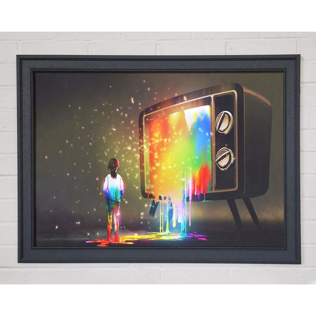 Colour Spilling Out the Tv - Single Picture Frame Art Prints Ophelia & Co. Größe: 29,7 cm H x 42 cm B on Productcaster.