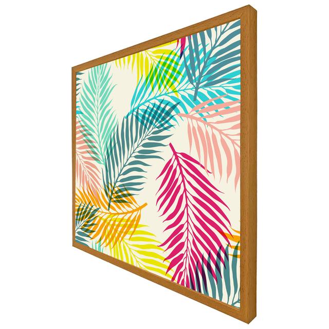 Abiyah Multi Coloured Tropical Leaves - Single Picture Frame Art Prints Pergo Classics Size: 61cm H x 61cm W, Format: Oak Framed on Productcaster.