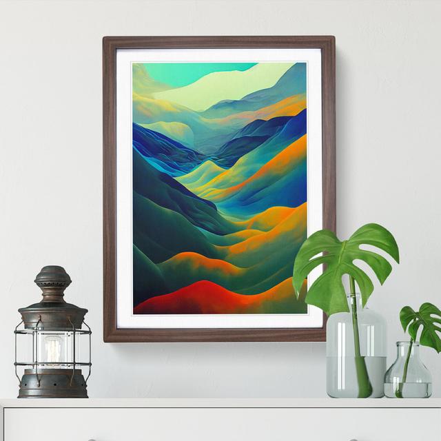 Colourful Landscape Mountain No.3 - Picture Frame Painting Metro Lane Size: 34cm H x 25cm W x 2cm D, Frame Colour: Walnut on Productcaster.