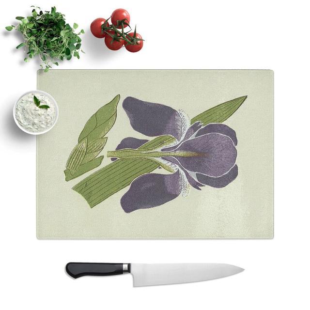 Tempered Glass Flower Illustration by Owen Jones Chopping Board East Urban Home Size: 39 cm W x 28.5 cm L on Productcaster.