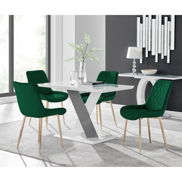 5 - Piece Dining Set Eubanks Canora Grey Farbe: Grün/Goldfarben on Productcaster.