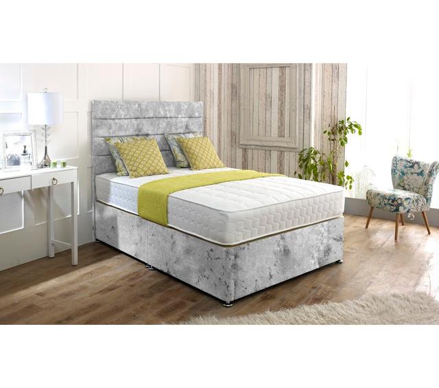 Kristine Divan Bed & Headboard Fairmont Park Size: Small Double (4'), Colour: Silver on Productcaster.