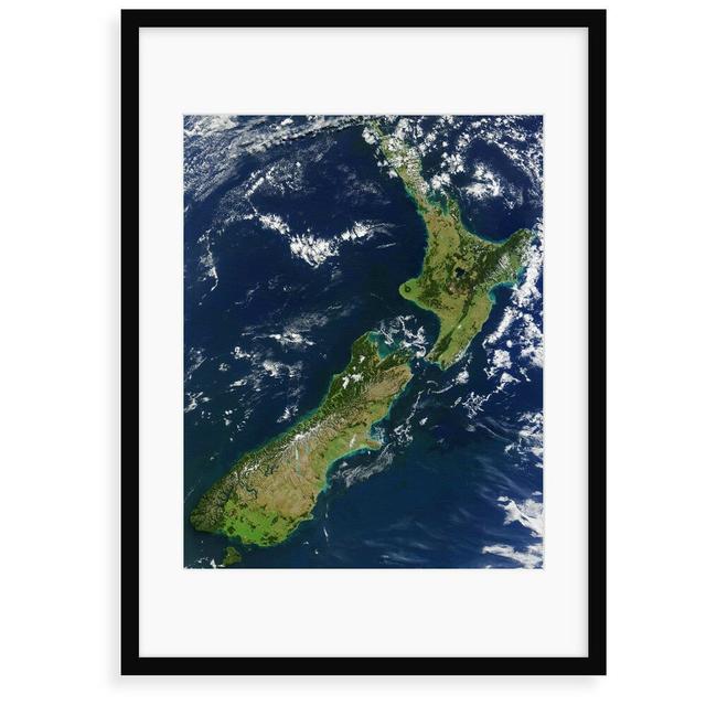 'Satellite View of New Zealand' Painting East Urban Home Size: 100 cm H x 70 cm W x 2.3 cm D, Format: Unframed Paper on Productcaster.