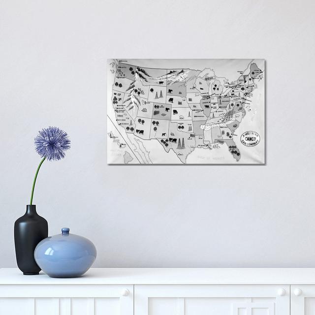 1930s-1940s Map Of United States Showing Agricultural And Industrial Resources - Wrapped Canvas Print Borough Wharf Size: 30.48cm H x 45.72cm W x 1.91 on Productcaster.