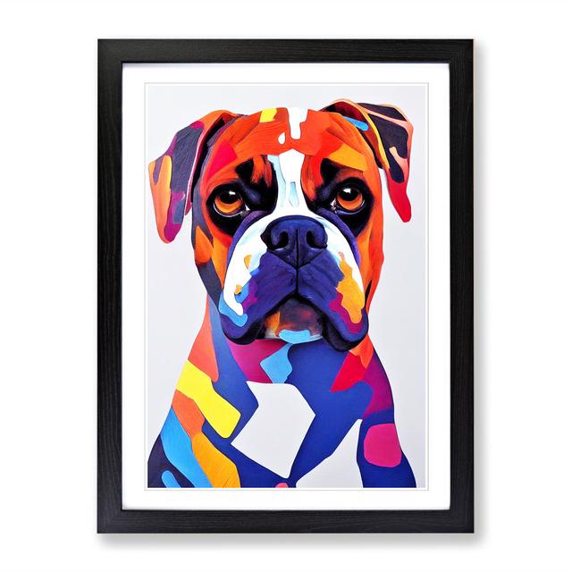 Boxer Dog Palette Knife - Single Picture Frame Graphic Art Marlow Home Co. Size: 34cm H x 25cm W, Format: Oak Framed on Productcaster.