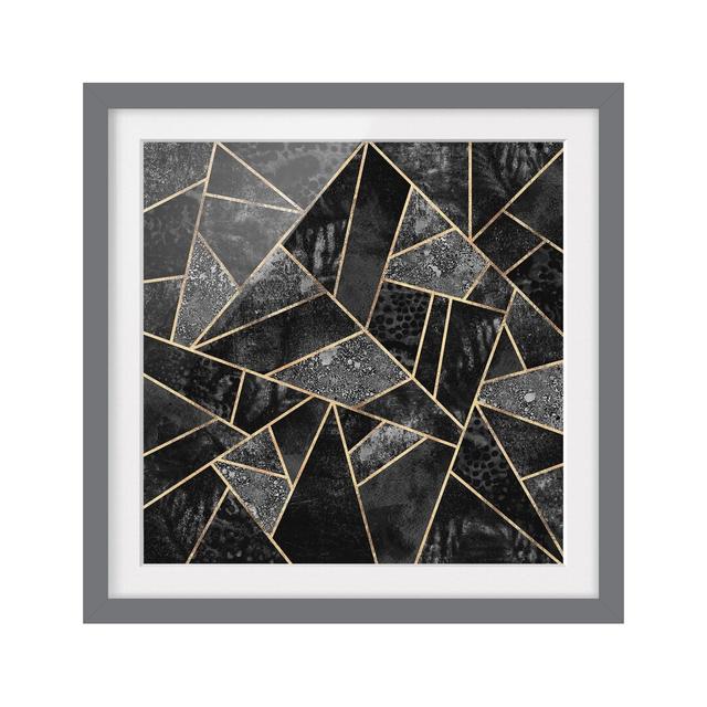 Gerahmtes Poster Grey Triangles Gold Fairmont Park Größe: 70 cm H x 70 cm B x 2 cm T, Matte Farbe: Weiß, Format: Grau on Productcaster.