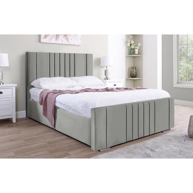 Agaro Upholstered Bed Latitude Run Size: Double (4'6), Colour: Silver on Productcaster.