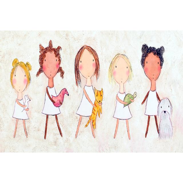 Girls With Pets by Catherine Reed - Wrapped Canvas Art Prints Rosalind Wheeler Size: 61cm H x 91cm W on Productcaster.