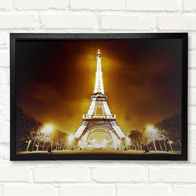 Paris Eiffel Tower Retro - Closed Corner Frame Art Prints on Wood Latitude Run Size: 21cm H x 29.7cm W on Productcaster.