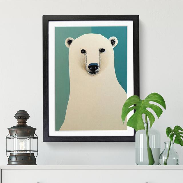 Lirim Polar Bear Minimalism - Picture Frame Print Alpen Home Frame Option: Black, Size: 46cm H x 34cm W x 2cm D on Productcaster.