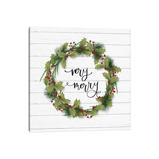 Cozy Christmas Wreath I by hartworks - Wrapped Canvas Graphic Art The Seasonal Aisle Size: 45.72cm H x 45.72cm W x 3.81cm D on Productcaster.